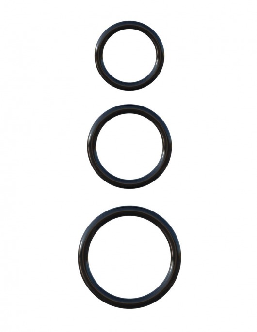 Набор из трех черных эрекционных колец Silicone 3-Ring Stamina Set - Pipedream - в Бердске купить с доставкой