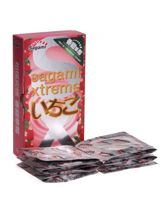 Презервативы Sagami Xtreme Strawberry c ароматом клубники - 10 шт. - Sagami - купить с доставкой в Бердске