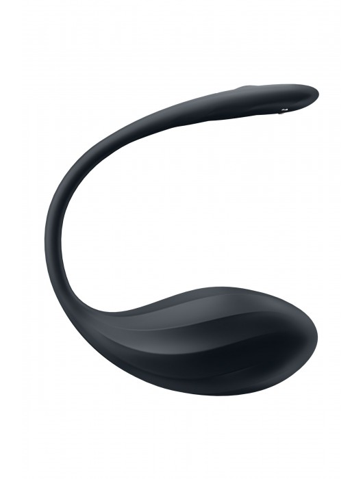 Черное виброяйцо Ribbed Petal с пультом ДУ - Satisfyer