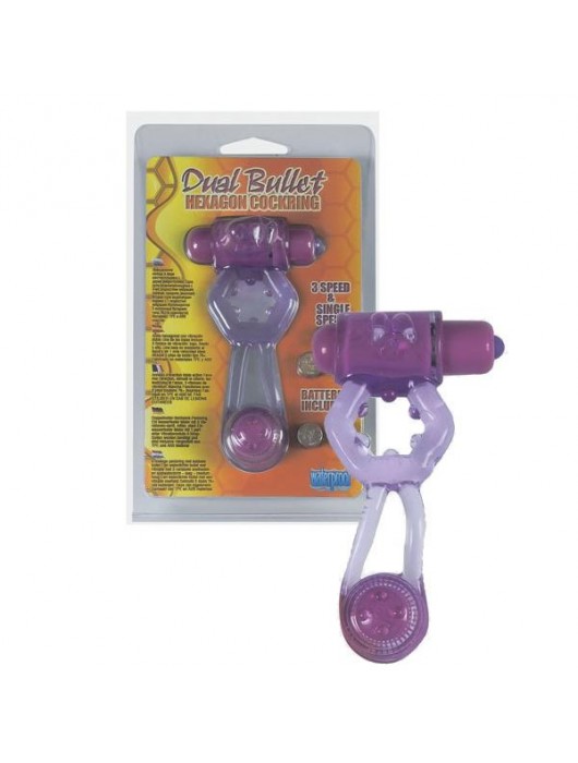 Фиолетовое эрекционное кольцо с вибропулей и стимулирующим хвостиком - Seven Creations - в Бердске купить с доставкой