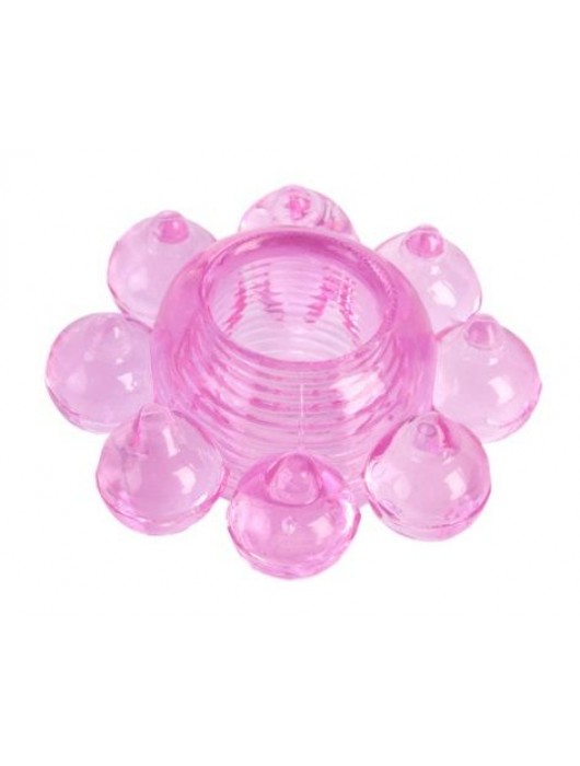 Розовое гелевое эрекционное кольцо-цветок - Toyfa Basic - в Бердске купить с доставкой