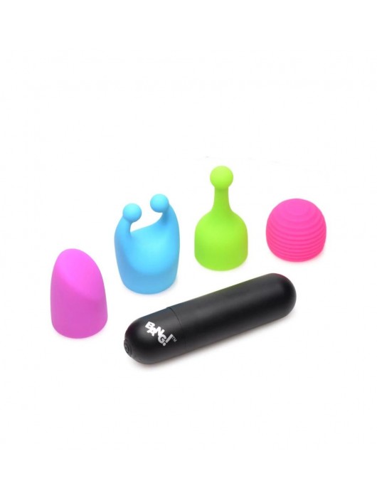 Вибропуля с 4 эластичными насадками Rechargeable Bullet With 4 Attachments - XR Brands