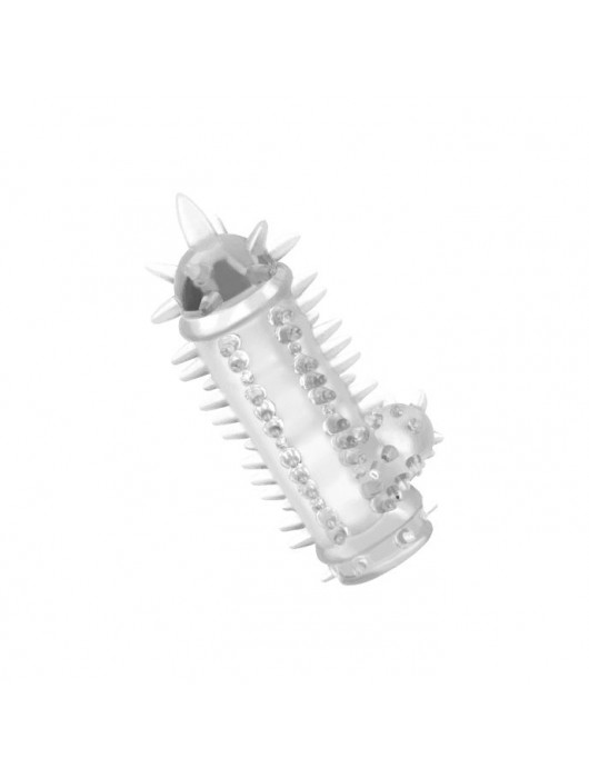 Прозрачная насадка с шипами и клиторальной шишечкой CLIT-BANGER SLEEVE IN CLEAR - Tonga - в Бердске купить с доставкой