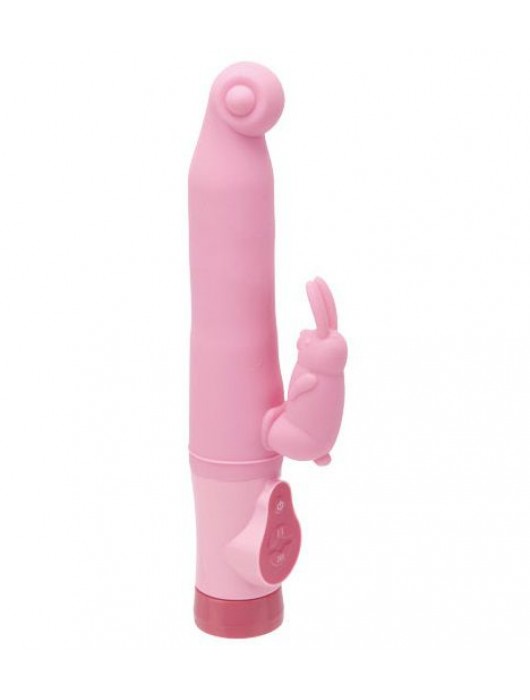 Розовый вибромассажёр с клиторальным зайчиком - 16,5 см. - NMC