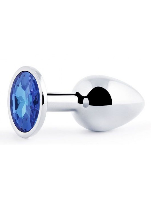 Анальное украшение BUTT PLUG  Small с синим кристаллом - 7 см. - Anal Jewelry Plug - купить с доставкой в Бердске
