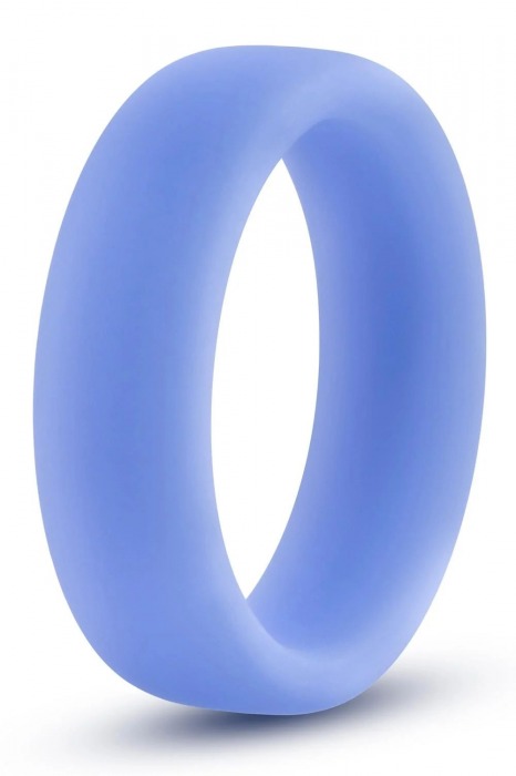 Голубое люминесцентное кольцо Silicone Glo Cock Ring - Blush Novelties - в Бердске купить с доставкой