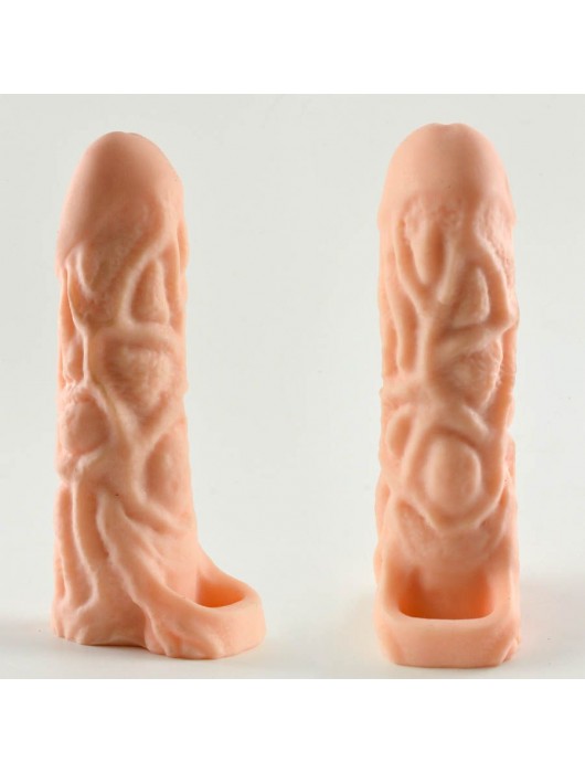 Телесная насадка-удлинитель Okoto с богатым рельефом поверхности - 16 см. - Sitabella - в Бердске купить с доставкой
