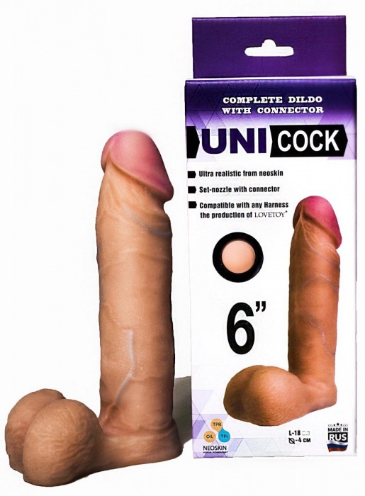 Насадка для страпона фаллической формы UNICOCK 6  - 18 см. - LOVETOY (А-Полимер) - купить с доставкой в Бердске
