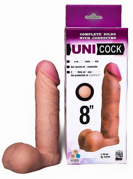 Фаллическая насадка для страпона UNICOCK 8  - 20 см. - LOVETOY (А-Полимер) - купить с доставкой в Бердске