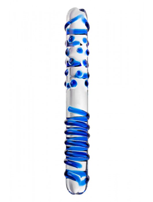 Двусторонний стеклянный фаллоимитатор с рельефом - 22 см. - Sexus