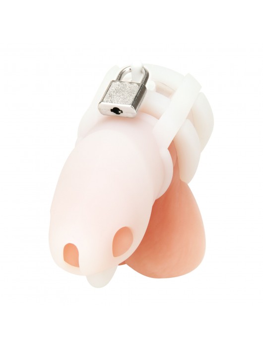 Белая клетка для пениса Silicone Small 2 in Cock Cage With Ball Divider - BlueLine - купить с доставкой в Бердске