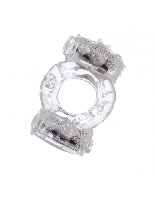 Прозрачное виброкольцо с двумя вибропульками - Toyfa Basic - в Бердске купить с доставкой