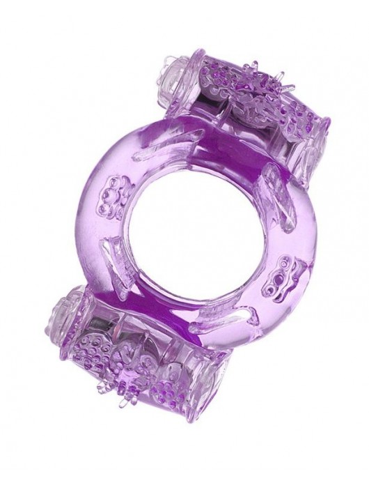 Фиолетовое виброкольцо с двумя вибропульками - Toyfa Basic - в Бердске купить с доставкой