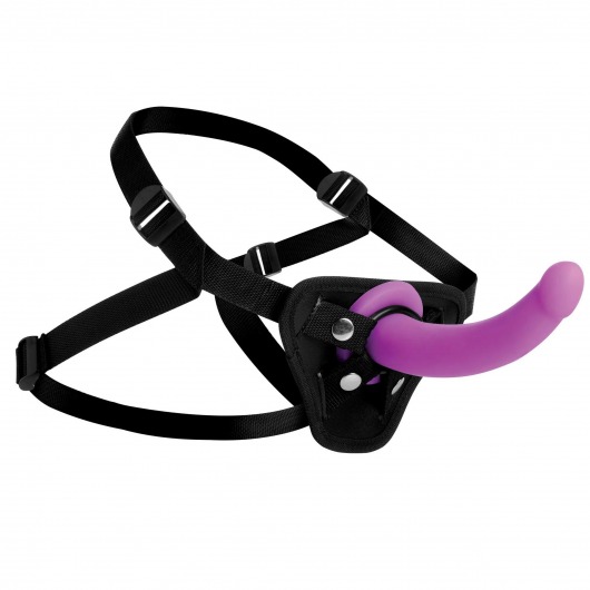 Лиловый поясной страпон Navigator Silicone G-Spot Dildo with Harness - 17,8 см. - XR Brands - купить с доставкой в Бердске