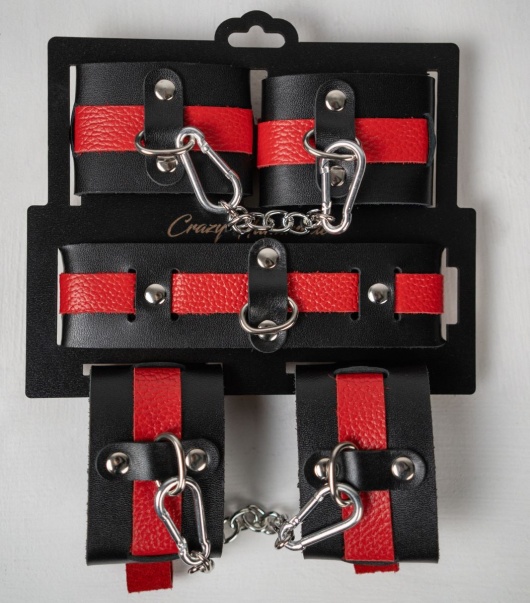 Черно-красный набор фиксаций: наручники, оковы и ошейник - Crazy Handmade - купить с доставкой в Бердске