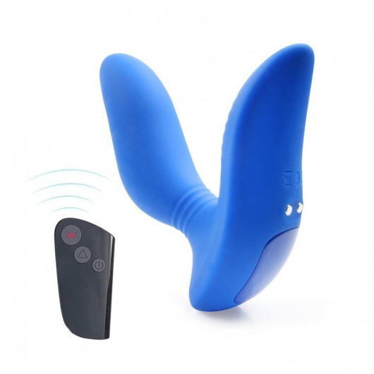 Синий вибромассажер простаты 3,5’’ Remote Control Curve P-spot Massager - 12 см. - Erokay - в Бердске купить с доставкой