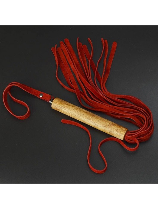 Красная велюровая плеть с деревянной рукоятью - 44 см. - Sitabella - купить с доставкой в Бердске