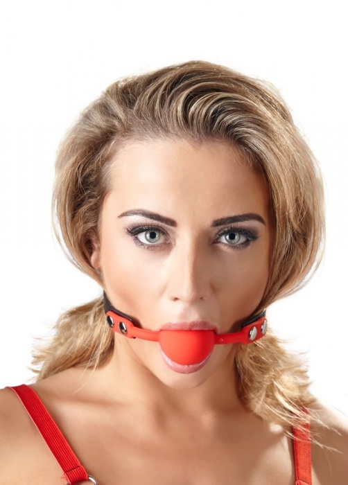 Силиконовый кляп-шар на чёрных ремешках Red Gag silicone - Orion - купить с доставкой в Бердске