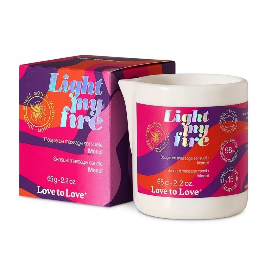 Массажная свеча Light My Fire с ароматом моной - 80 мл. - Love to Love - купить с доставкой в Бердске