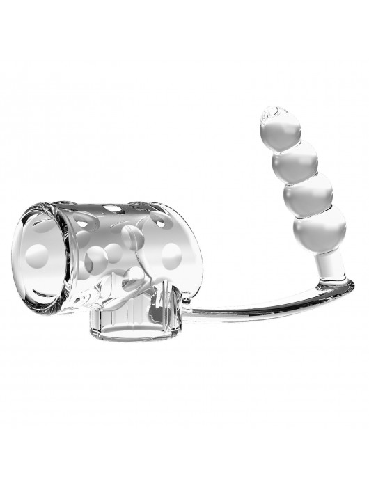 Прозрачная насадка на пенис и мошонку с анальным стимулятором Rilley - Baile - в Бердске купить с доставкой