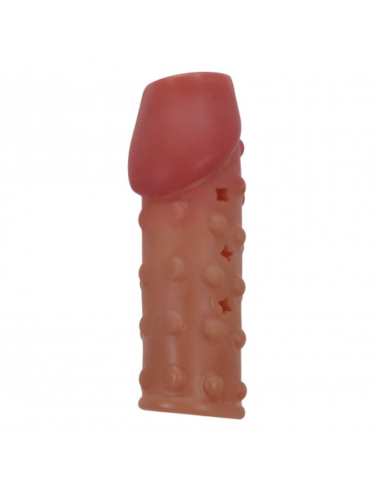 Телесная открытая насадка на пенис с бугорками - 19,8 см. - Baile - в Бердске купить с доставкой