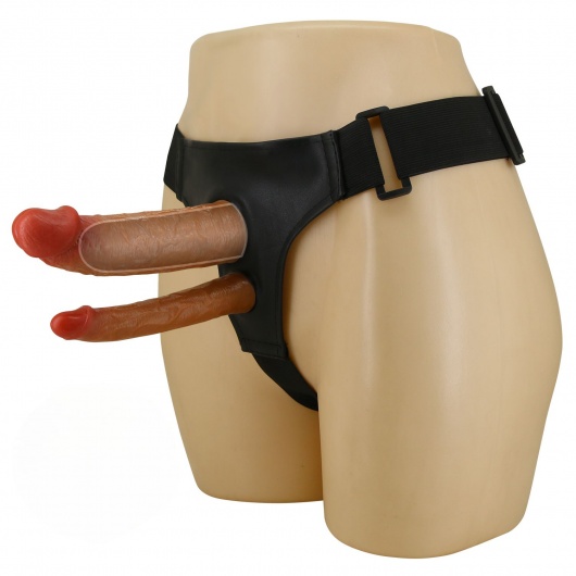 Темно-бежевый фаллопротез для двойного проникновения - 17,5 см. - Baile - купить с доставкой в Бердске