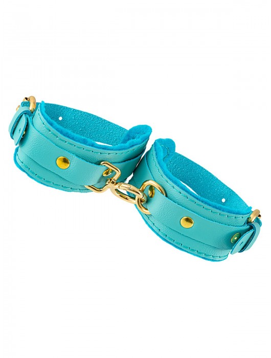 Голубые двуслойные кожаные оковы - Pecado - купить с доставкой в Бердске