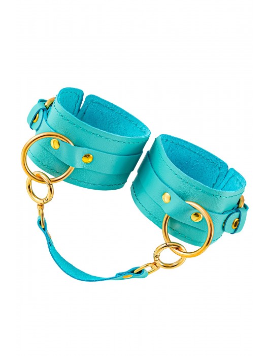 Голубые однослойные кожаные оковы - Pecado - купить с доставкой в Бердске