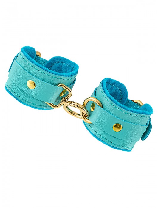 Голубые двуслойные кожаные наручники-браслеты - Pecado - купить с доставкой в Бердске