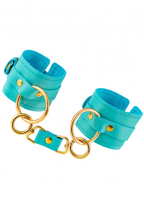Голубые однослойные кожаные наручники - Pecado - купить с доставкой в Бердске