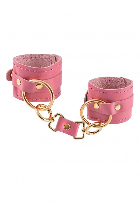 Розовые однослойные кожаные наручники - Pecado - купить с доставкой в Бердске