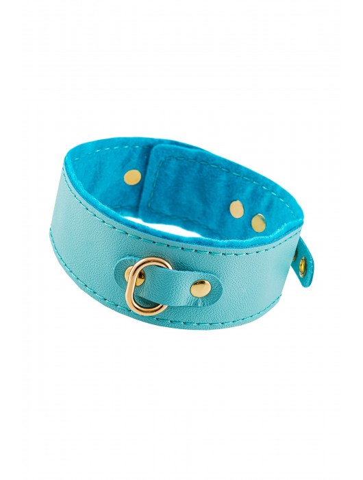 Голубой двуслойный кожаный ошейник с подкладкой из фетра - Pecado - купить с доставкой в Бердске