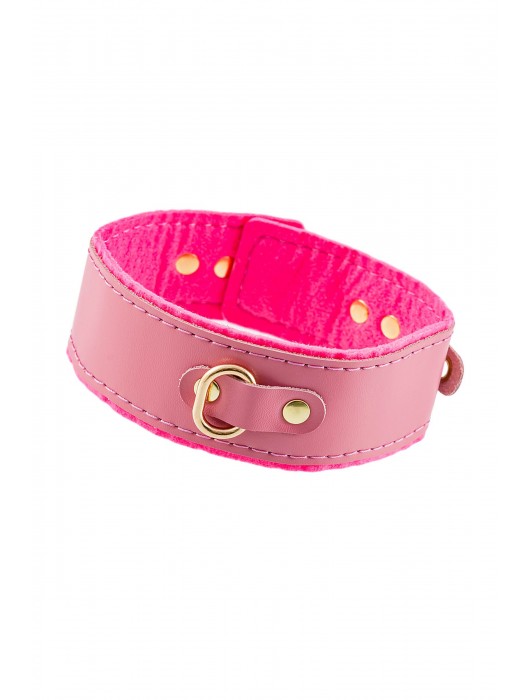 Розовый двуслойный кожаный ошейник с подкладкой из фетра - Pecado - купить с доставкой в Бердске