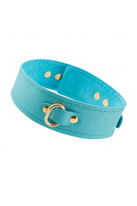 Голубой кожаный однослойный ошейник с прошивкой - Pecado - купить с доставкой в Бердске
