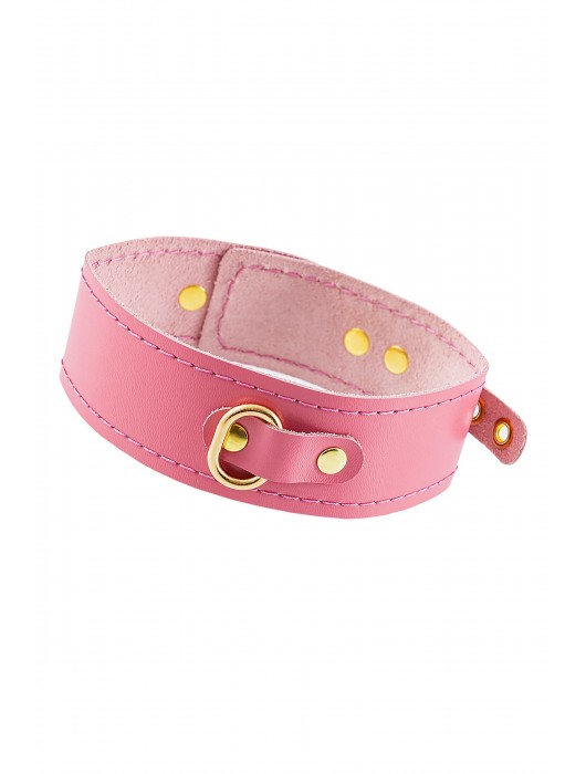 Розовый кожаный однослойный ошейник с прошивкой - Pecado - купить с доставкой в Бердске