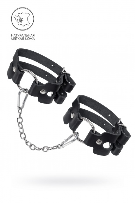 Черные кожаные оковы из двух ремешков - Pecado - купить с доставкой в Бердске