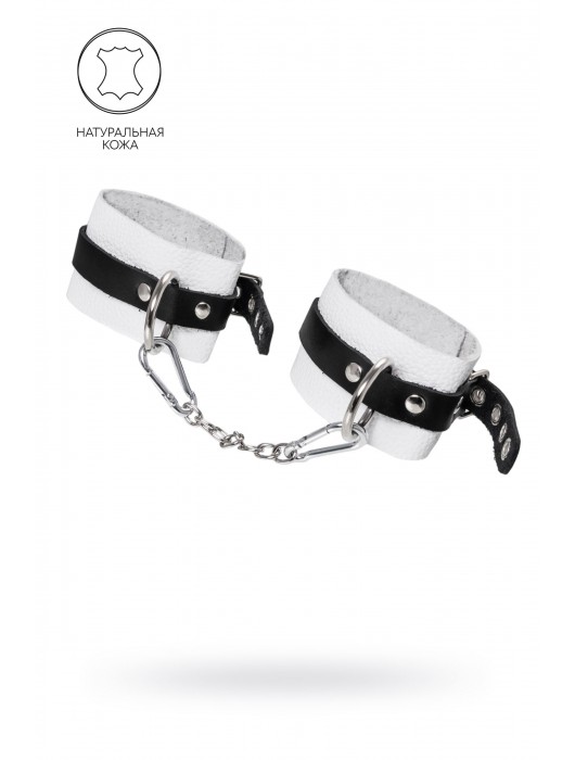 Бело-черные мягкие оковы с одним ремешком и люверсами - Pecado - купить с доставкой в Бердске