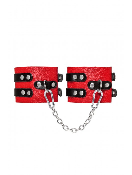Красно-черные мягкие оковы с двумя ремешками с люверсами - Pecado - купить с доставкой в Бердске