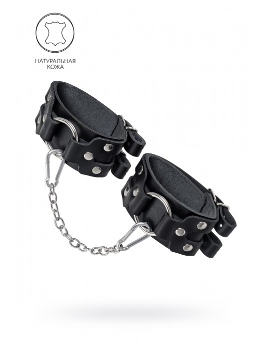 Черные кожаные оковы с двумя ремешками - Pecado - купить с доставкой в Бердске