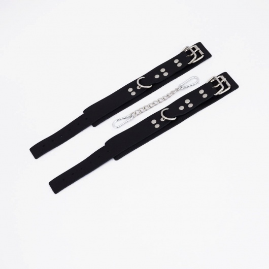 Черные кожаные оковы с регулируемыми ремешками - Crazy Handmade - купить с доставкой в Бердске