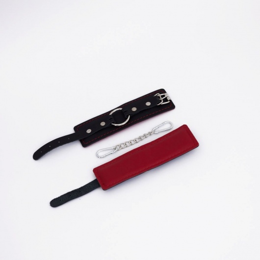 Черно-красные кожаные наручники - Crazy Handmade - купить с доставкой в Бердске