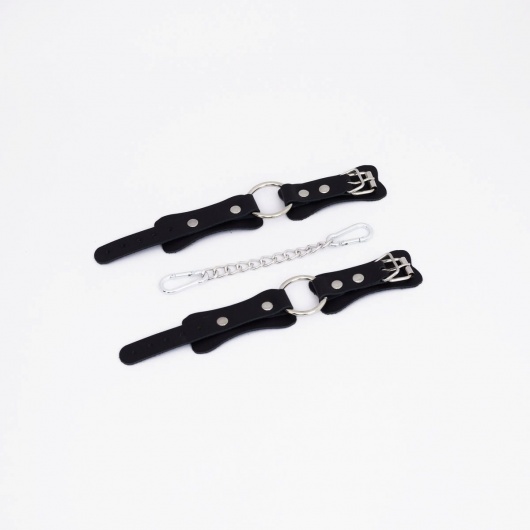 Черные кожаные наручники с кольцом - Crazy Handmade - купить с доставкой в Бердске