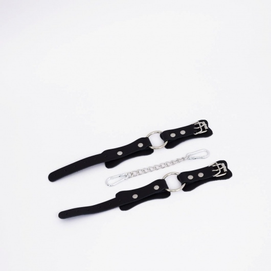 Черные кожаные оковы с кольцом - Crazy Handmade - купить с доставкой в Бердске