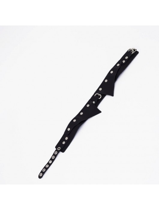 Черный однослойный кожаный ошейник с имитацией воротничка - Crazy Handmade - купить с доставкой в Бердске