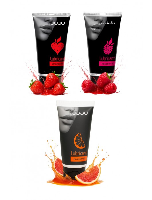 Набор из 3 съедобных лубрикантов JUJU (клубника, малина, грейпфрут) - JuJu - купить с доставкой в Бердске