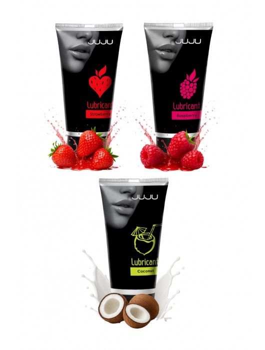 Набор из 3 съедобных лубрикантов JUJU (клубника, малина, кокос) - JuJu - купить с доставкой в Бердске