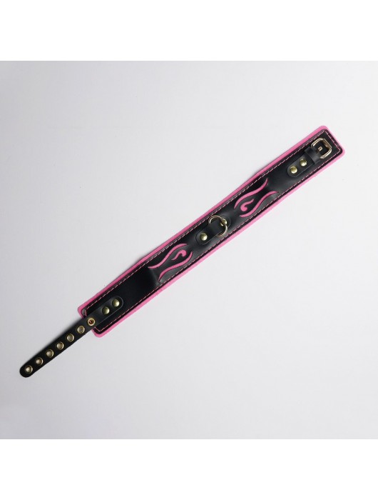 Черно-розовый ошейник с золотистой фурнитурой - Crazy Handmade - купить с доставкой в Бердске