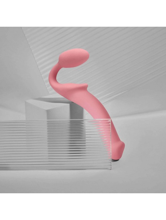 Розовый безремневой страпон Strap-on-me Semi-Realistic Bendable Strap-On size S - Strap-on-me - купить с доставкой в Бердске