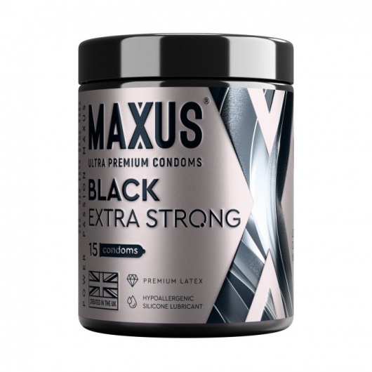 Черные утолщенные презервативы MAXUS Extra Strong с железным кейсом - 15 шт. - Maxus - купить с доставкой в Бердске