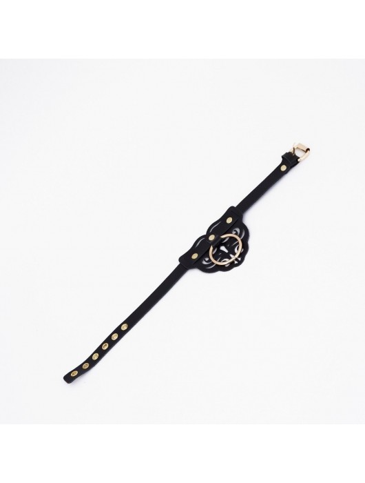 Черный чокер с клепками и золотистой фурнитурой - Crazy Handmade - купить с доставкой в Бердске